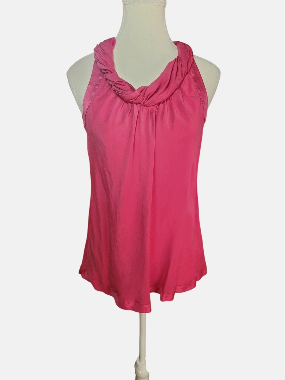 Banana Republic 100% Silk Halter Tank Top Pink Petite Medium Twist Neck Blouse
